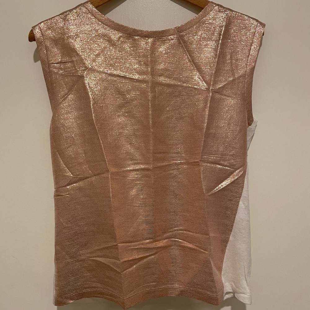 Maje Rose Gold front white cotton back blouse top Size 1